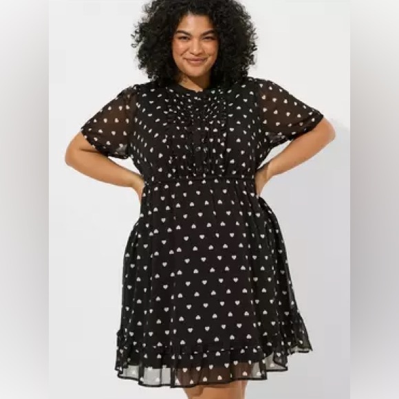 torrid Dresses & Skirts - Gothic Heart Print Chiffon Dress Plus Size 1 Dark Romantic Knee Length